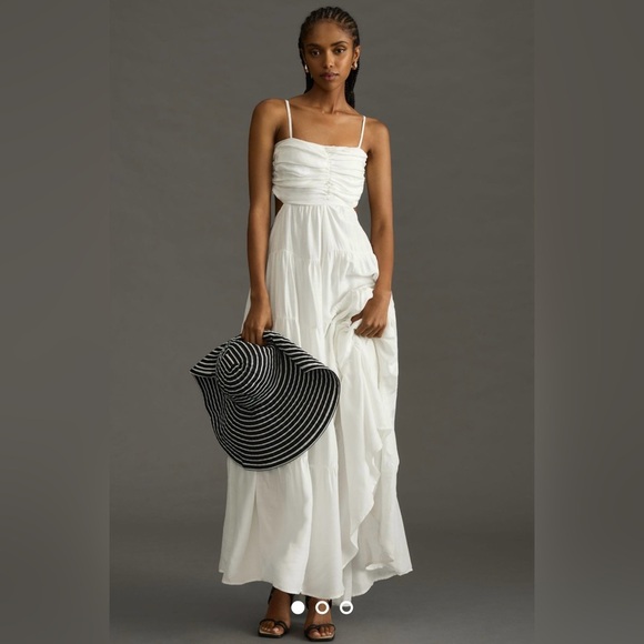 Anthropologie Dresses & Skirts - Anthropologie White Maxi Dress with Spaghetti Straps